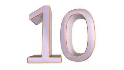 White gold 3d number 10