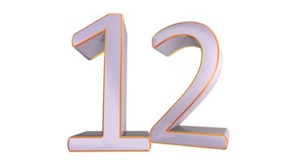 White gold 3d number 12