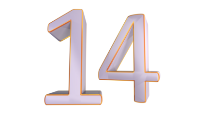 White gold 3d number 14