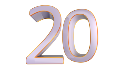 White gold 3d number 20