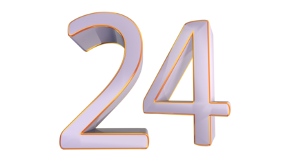 White gold 3d number 24