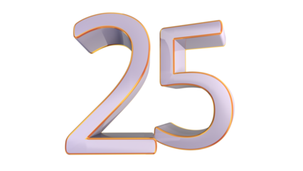 White gold 3d number 25