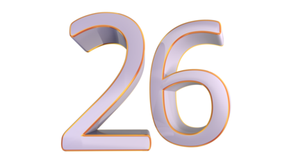 White gold 3d number 26