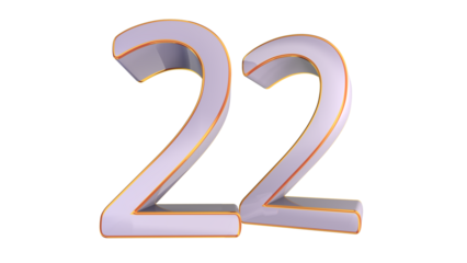 White gold 3d number 22