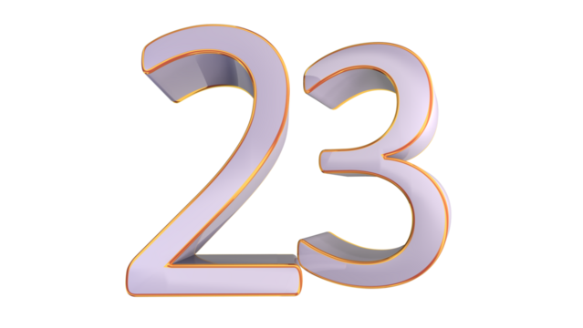 White gold 3d number 23