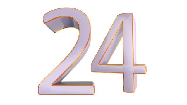 White gold 3d number 24