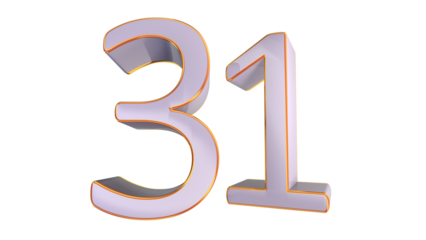 White gold 3d number 31