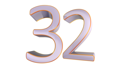 White gold 3d number 32