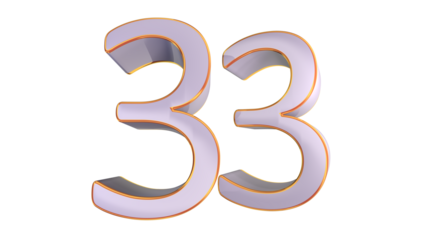 White gold 3d number 33