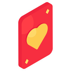 An isometric design of poker card icon