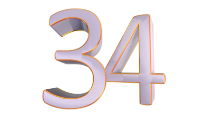 White gold 3d number 34