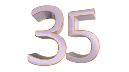 White gold 3d number 35