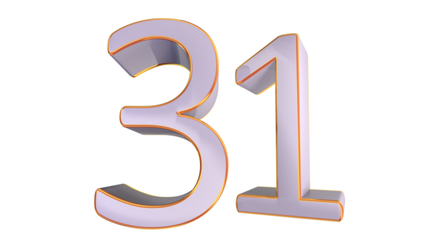 White gold 3d number 31