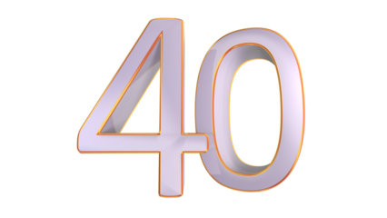 White gold 3d number 40