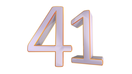 White gold 3d number 41