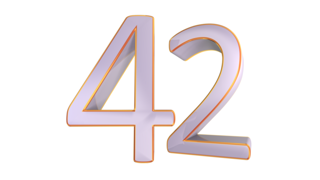 White gold 3d number 42