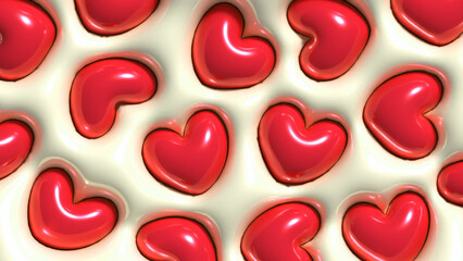 Red 3d hearts background. Banner for Valentine's day - 729487592