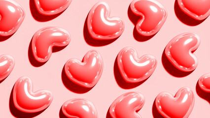 3d cartoon red hearts background. Suitable for Valentine's Day and Mother's Day decoration.