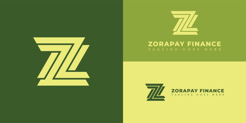 Abstract initial letter ZP or PZ logo in yellow color isolated in multiple backgrounds applied for electronic payment business logo also suitable for the brands or companies have initial name ZP or PZ