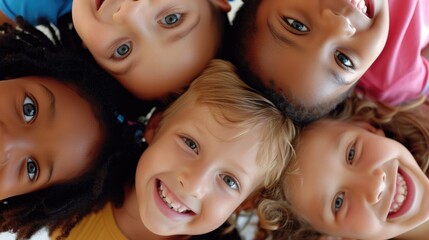 A Group Of Children Are Laying In A Circle And Smiling At The Camera