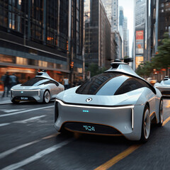 an advance city with electric cars . Created using generative AI