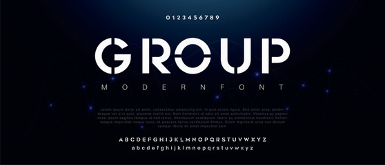 Group modern, futuristic modern geometric font - obrazy, fototapety, plakaty