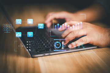 Digital transformation technology strategy, digitization and digitalization of business processes and data, optimize and automate operations, customer service management, internet and cloud computing