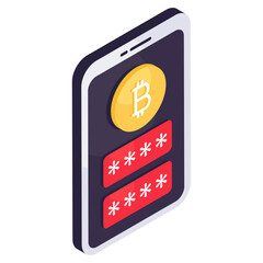 Premium download icon of mobile secure bitcoin 