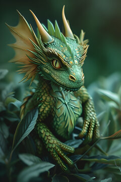 Ilustration of a green dragon