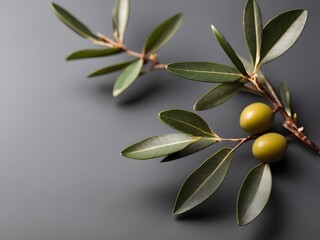 olive branches on gray background