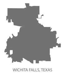 Wichita Falls Texas city map grey illustration silhouette