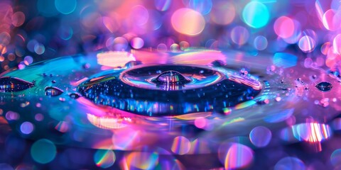 Fototapeta na wymiar Close Up of a Water Drop in a Pool of Water