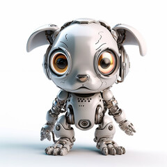 Cute metallic body robot dog isolated commercial technology picture ____09