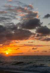 Bright and colorful sunset over the sea