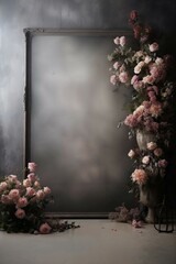 Artistic Floral Installation with Vintage Frame