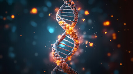 Obraz premium Helix DNA polygonal wireframe molecule helix, medical concept background
