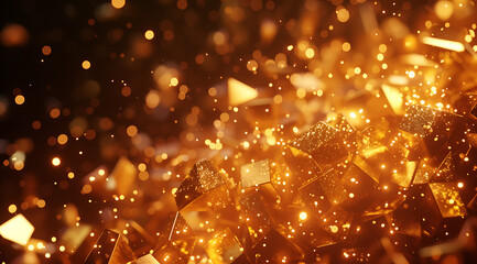 abstract golden light confetti explosions in