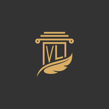 VL Initials Law Firm Logo Design Lawyer Justice Attorney Law Logo Vector