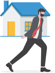 Home expenses, Suffer from bank mortgage or lease burden. Tired Businessman struggle with financial payment

