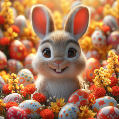 Fototapeta na wymiar very cute smiling Easter bunny