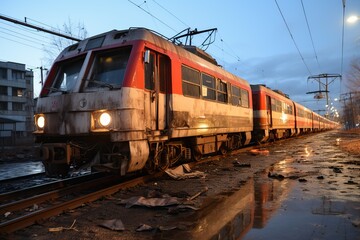 Fototapeta premium Old abandoned and already rusty train.