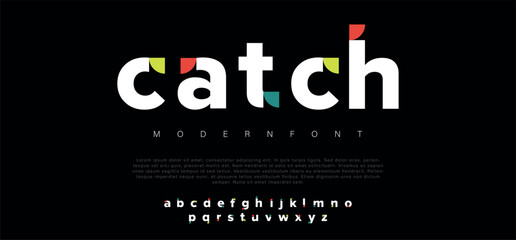 Catch Modern abstract digital alphabet font. Minimal technology typography, Creative urban sport fashion futuristic font and with numbers. vector illustration