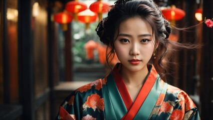 Fototapeta premium Asian girl in national costume