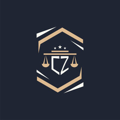 CZ Initials Law Firm Logo Design Lawyer Justice Attorney Law Logo Vector - obrazy, fototapety, plakaty