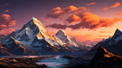 Majestic mountains, panoramic peaks PPT background