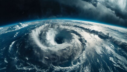 hurricane weather super storm tornado view from the space, typhoon or cyclone disasters concept
