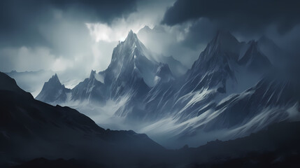 Majestic mountains, panoramic peaks PPT background