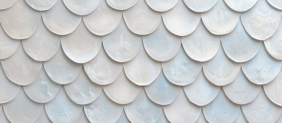 Fototapeta premium Modern and Elegant Wall Design - Overlapping Round Tiles for a Unique and Aesthetic Texture