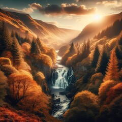 Aber Falls in autumn - obrazy, fototapety, plakaty