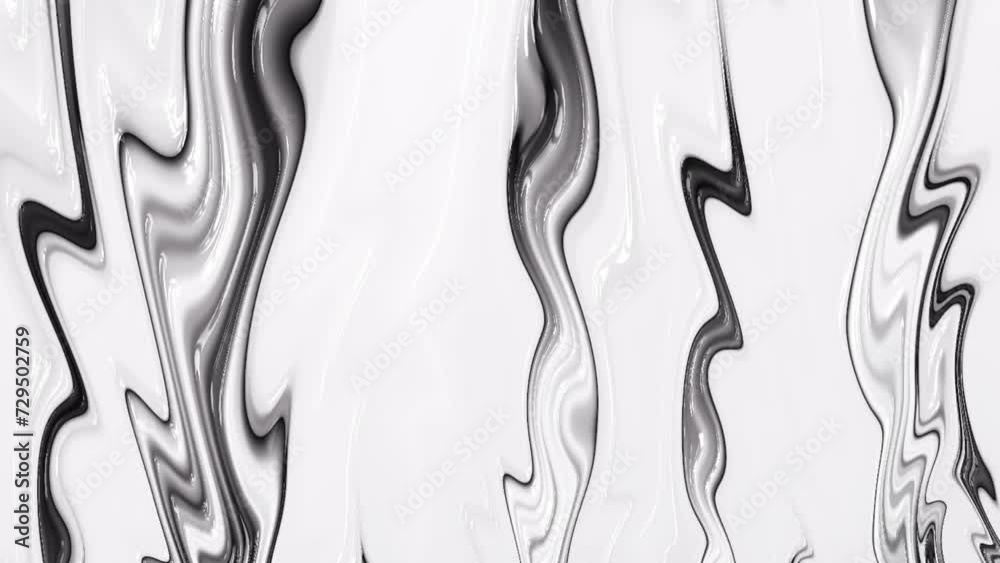 Wall mural black and white liquid color flow on marble texture. modern loop able background animation